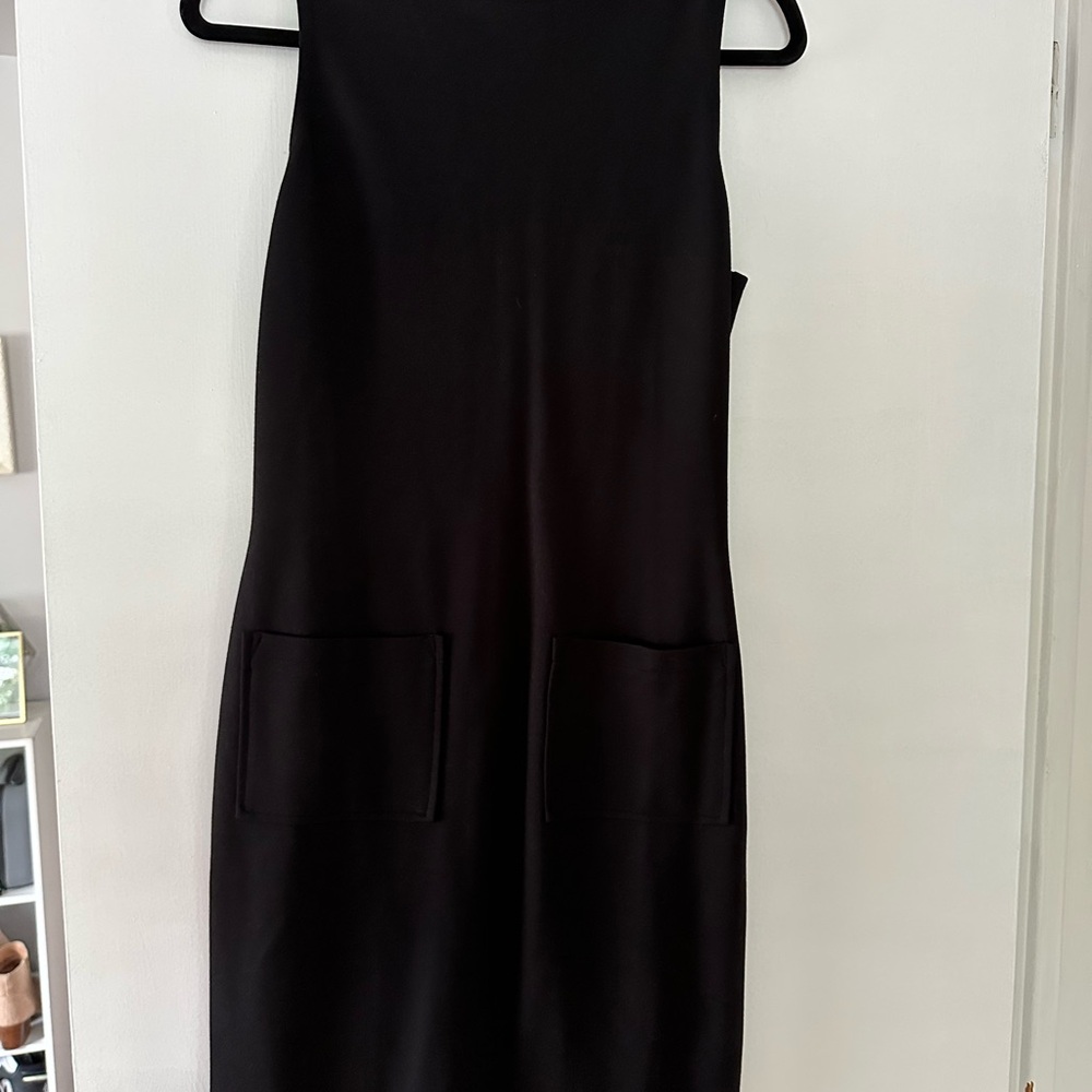 Reformation Black Halter Sheath Midi Dress with Pockets Size M